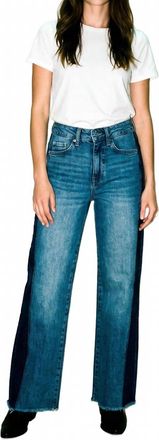 Mavi Malibu Blocking Wide Leg Jean In Mid Denim