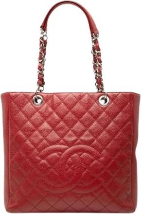 Chanel Pre-owned Vertical Grand Shopping Tote - Dames - Vintage Shopper - Rood - ONE Size - Leer - Vintage