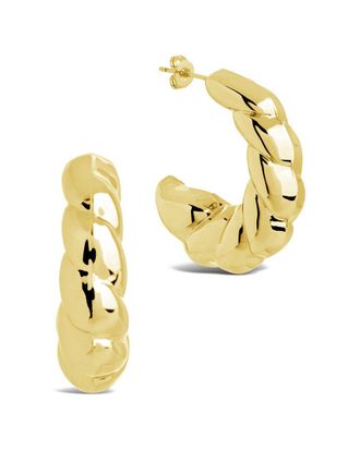 Sterling Forever Statement Croissant Hoop Earrings