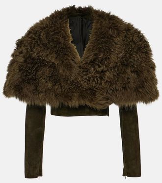 Alaia Alaïa Cropped shearling and suede jacket