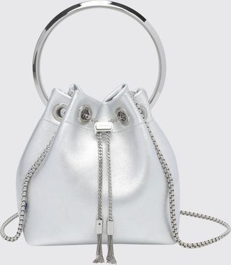 Jimmy Choo London Mini borsa Bon Bon in nappa laminata con manico metallico