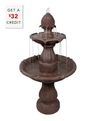 Sunnydaze Decor 2 Tier Curved Plinth Outdoor Water Fountain With $32 Credit