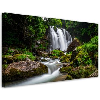 Feeby Cuadro En Lienzo, Paisaje Cascada Monta&ntilde;as Naturaleza, 120x60