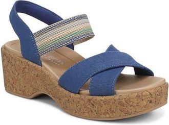 Life Stride Verity Platform Wedge Sandal in Deja Vu Blue at Nordstrom, Size 8.5
