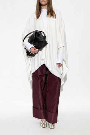 Fendi Wool Poncho, Womens, Cream