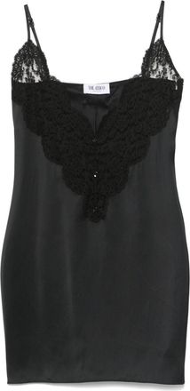 The Attico lace-panel mini dress - Black