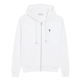 Ami Small Heart Logo Zip Up Hoodie White HSW765-730-100