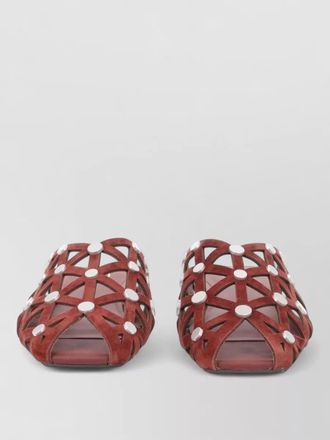 Ash open toe flat sole studded cut out sandals