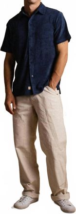 Iron And Resin Terry Cloth Button-Up Shirt In Navy