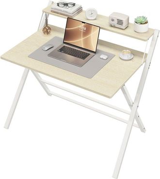 Yaheetech Yaheetech - Escritorio De Ordenador Plegable 50x100x74.5cm Con Estante De Monitor, F&aacute;cil De Plegar Y Desplegar, Adecuado Para Dormitorio, Estudio Y Sa