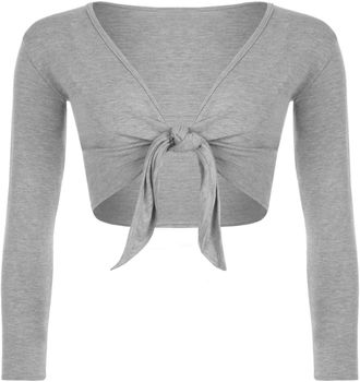 Generic women Long Sleeves Tie Shrug Grey XXXL = 24-26