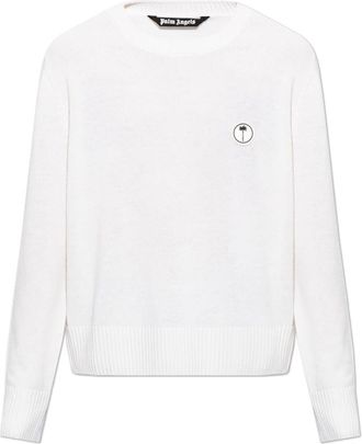 Palm Angels Jersey de lana con logo bordado - Knitwear - Hombre - Beige - XS