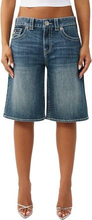True Religion Big-T Baggy Denim Shorts in Blue Radiance at Nordstrom, Size 29