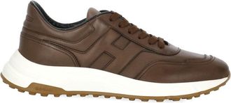 Hogan Brown Leather Low-Top Sneakers