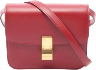 Celine Pre-owned Classic Teen Box Leren Schoudertas - Dames - Vintage Schoudertas - Rood - ONE Size - Leer - Vintage