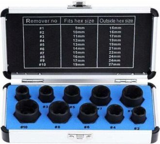 OEM Juego De Llaves De Vaso, Extractor De Tuercas, Extractor De Tornillos Da&ntilde;ados De 9-19 Mm (10 Piezas)
