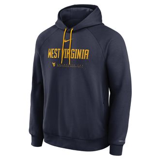 Nike West Virginia Courtside Basketball Practice Nike Mens Dri-FIT Pullover Hoodie in Blue | 04EJ19MCWVN-REJ