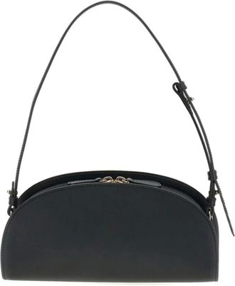 A.P.C. A.p.c., Tassen, Dames, Zwart, ONE Size, Leer, Demi-Lune Schoudertas