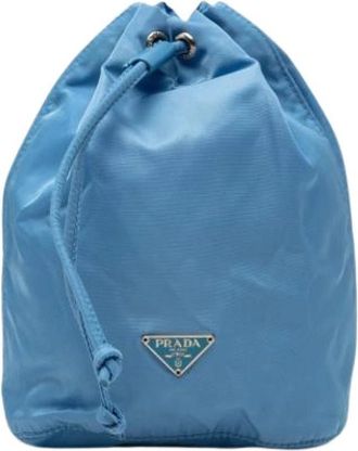 Prada Pre-owned Nylon Pouch - Dames - Vintage Tas - Blauw - ONE Size - Nylon - Vintage