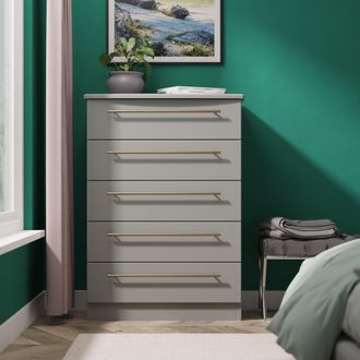 Welcome Furniture Ealing Ready Assembled 5 Drawer Chest in Dusk Grey - Welcome Furniture | TJ Hughes
