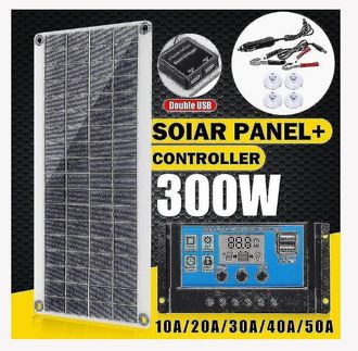 OEM Kit Solar 300 W - Panel Solar Flexible Monocristalino - Controlador De Carga 20 A - Para Barco Autocaravana Casa Cobertizo Carga De Bater&iacute;a