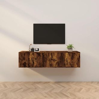 vidaXL Vidaxl - Muebles Para Tv De Pared 2 Uds Roble Ahumado 80x34,5x40 Cm