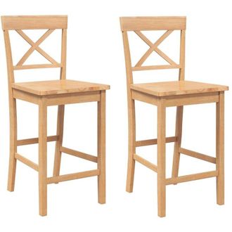 vidaXL Sgabelli da Bar 2 pz Naturale Legno Massello di Hevea - Vidaxl