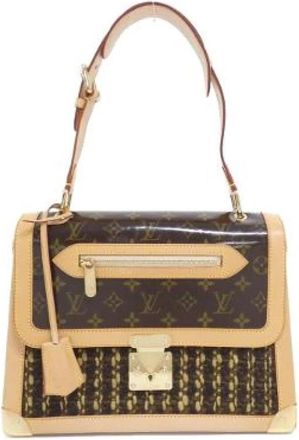Louis Vuitton Pre-owned Monogram Tweed Tweedy Zip Bag - Dames - Vintage Schoudertas - Bruin - ONE Size - Tweed - Vintage