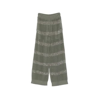 Brunello Cucinelli Brunello Cucinelli, Wide Trousers, female, Green, Size: XS Wide Trousers