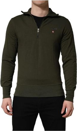 Aeronautica Half Zip Sweatshirt - Heren - Vesten met rits - Groen - S - Katoen - Hoodies & sweatvesten