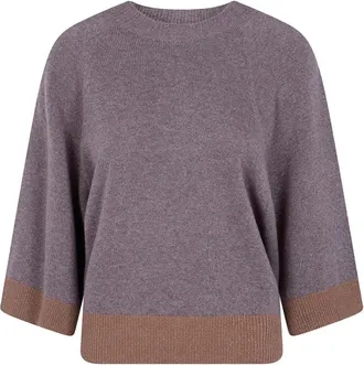 Twinset Twin-set Truien - Dames - Ronde hals truien - Paars - S - Tweed - Truien & Vesten