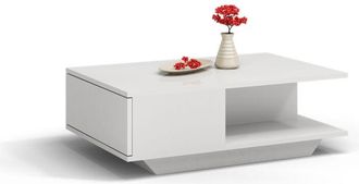 Hucoco ZEKE Contemporary coffee table 90x60x42 lounge/living room/office + storage niche Modern Scandinavian style table Side table