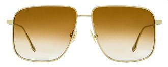 Victoria Beckham VB243S Coin-Edge Navigator Sunglasses - Gold