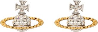 Vivienne Westwood Mayfair Bas Relief Two-toned Rhodium-plated Stud Earrings - Silver - One Size