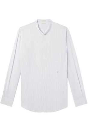 Massimo Alba Grandad-Collar Striped Cotton Shirt