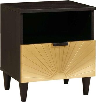 vidaXL Bedside Table Black and Gold 40 x 33 x 46 cm Solid mango wood vidaXL