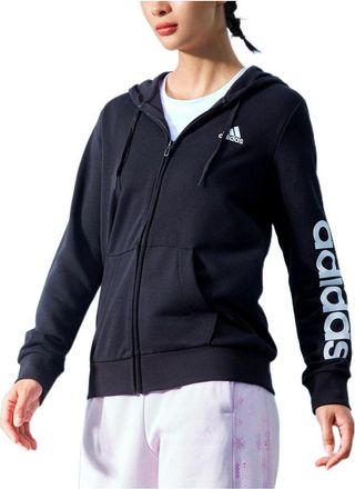adidas (WMNS) adidas Essentials Logo Full-Zip Hoodie Asia Sizing Black White GL0791