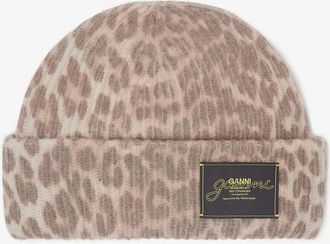 Ganni Mixed Oversized Wool Rib Knit Beanie