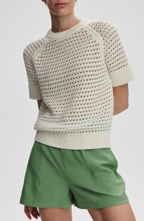 Varley Alva Crochet Knit Top in Egret at Nordstrom, Size X-Large