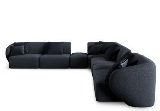 BLOOMINGLOFT 7-Sitzer Design-Ecksofa Chiara Chenille ohne R&uuml;ckenlehne