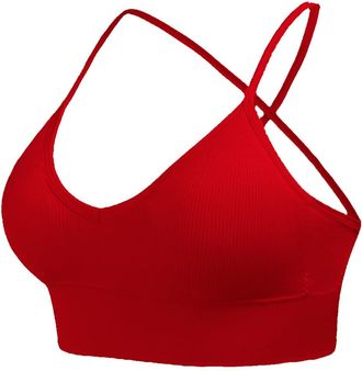 Generic Seamless Wireless Bras For Women Cross Back Bralettes For Women Strap Crossed-Back Underwear Strappy Backless Lingerie Knitted Triangular Cup Bralette