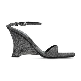 Diesel Wedges, female, Gray, Size: 11 US D-Amber Wedge Sandal