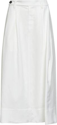 Brunello Cucinelli Twill Sartoriale Rok met Monili - Dames - Midirokken - Wit - M - Linnen - Rokken