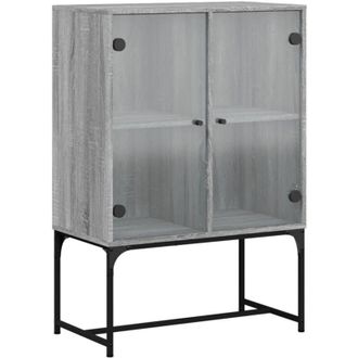 vidaXL Side Cabinet with Glass Doors Grey Sonoma 69x37x100 cm vidaXL