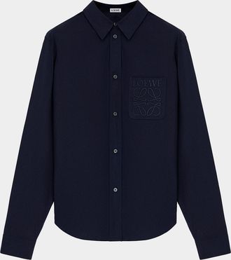 Loewe Mens Poplin Tonal Anagram Pocket Sport Shirt
