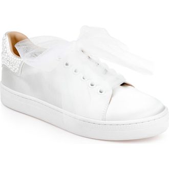 Badgley Mischka Gem Platform Sneaker in White Satin at Nordstrom Rack, Size 7.5