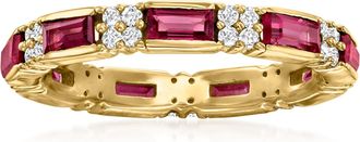 Ross-Simons Rhodolite Garnet and White Zircon Ring in 18kt Gold Over Sterling