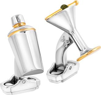 Thompson Martini Glass & Shaker Cuff Links in Silver at Nordstrom