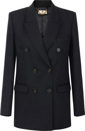 Elisabetta Franchi Dubbelrijige Blazer - Dames - Blazers - Zwart - XS - Wol - Jassen