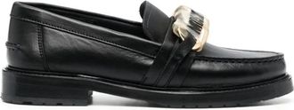 Moschino Zwarte Leren Loafers voor Vrouwen - Dames - Loafers - Zwart - 38 EU - Leer - Schoenen